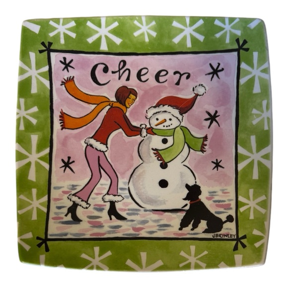 Set of 3 Cypress Home Christmas Square Plates | Peace, Joy, Cheer - Picture 2 of 12